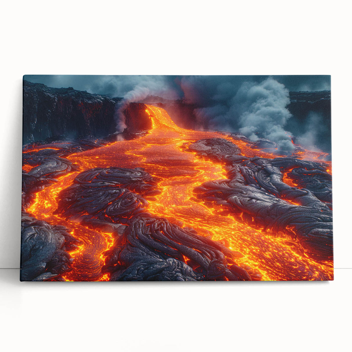 Molten Lava Flowing Over Volcanic Rock - Earth Phenomena Wall Art Print