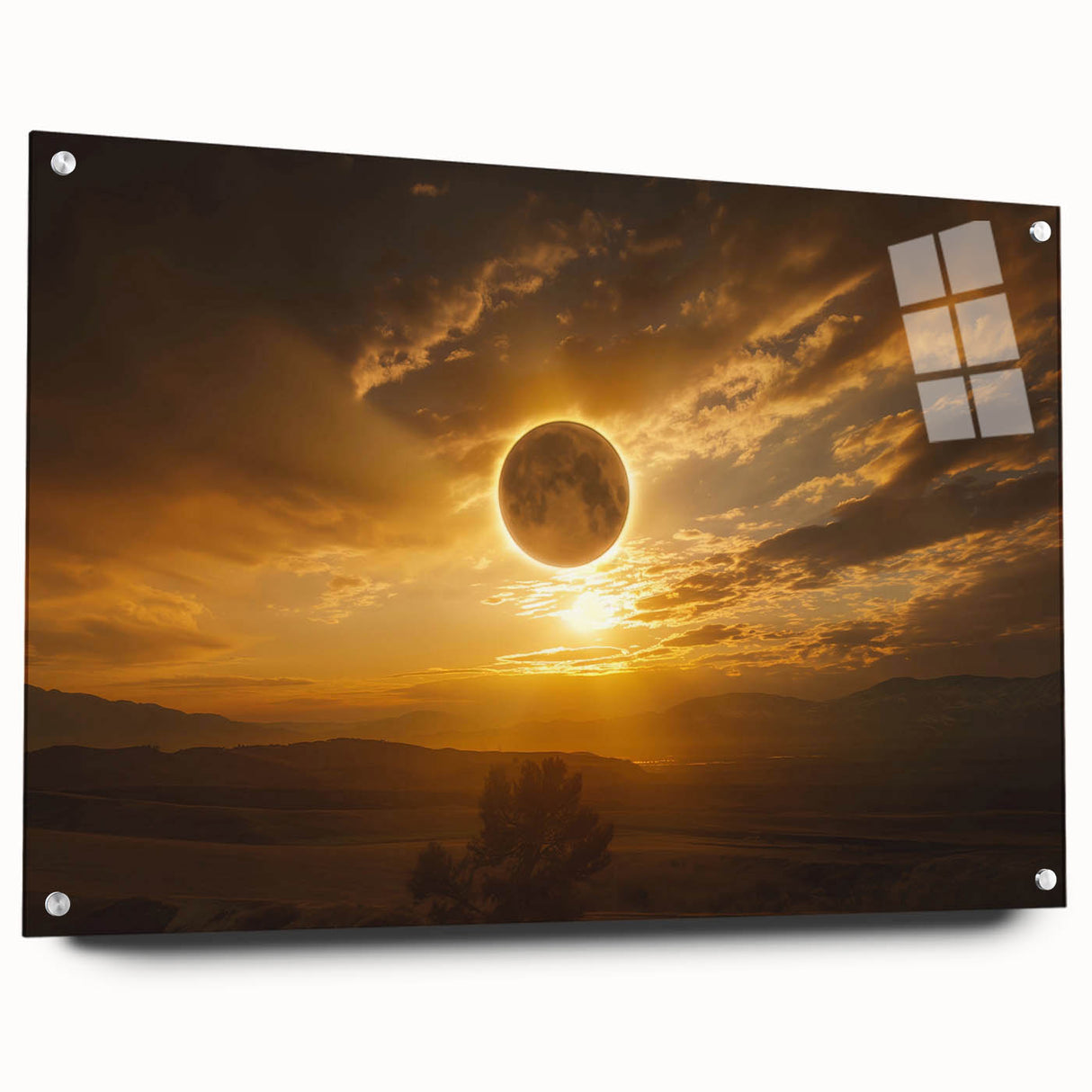 Golden Solar Eclipse Wall Art – Majestic Eclipse Canvas for Home Decor