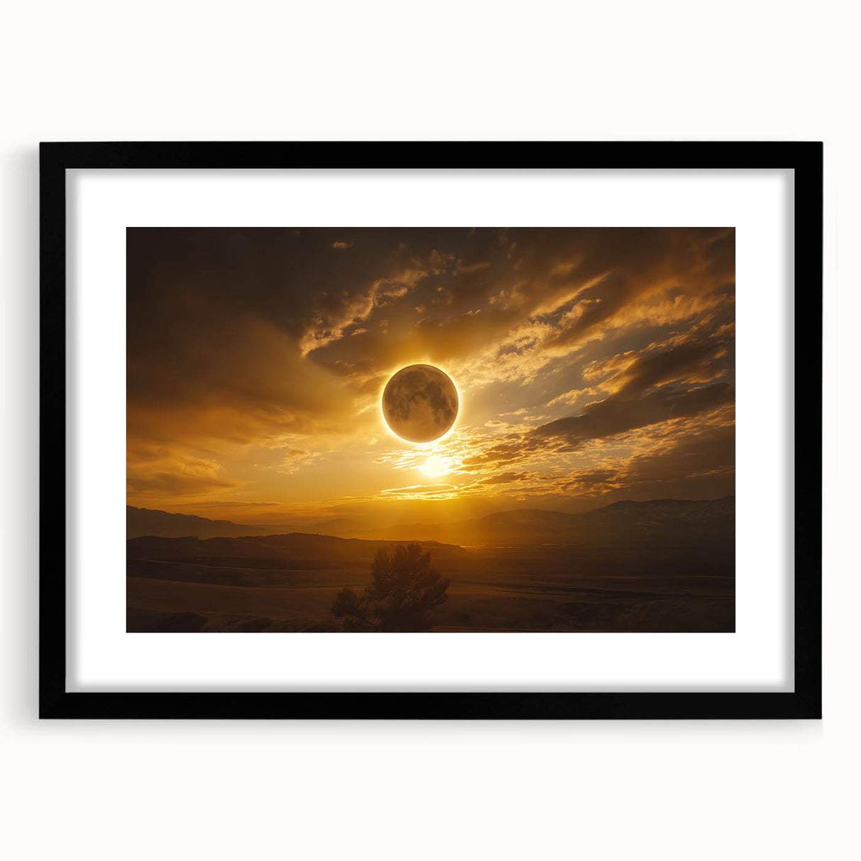 Golden Solar Eclipse Wall Art – Majestic Eclipse Canvas for Home Decor