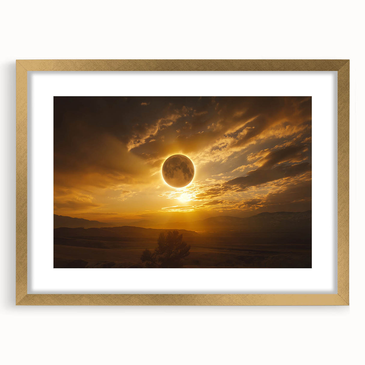 Golden Solar Eclipse Wall Art – Majestic Eclipse Canvas for Home Decor