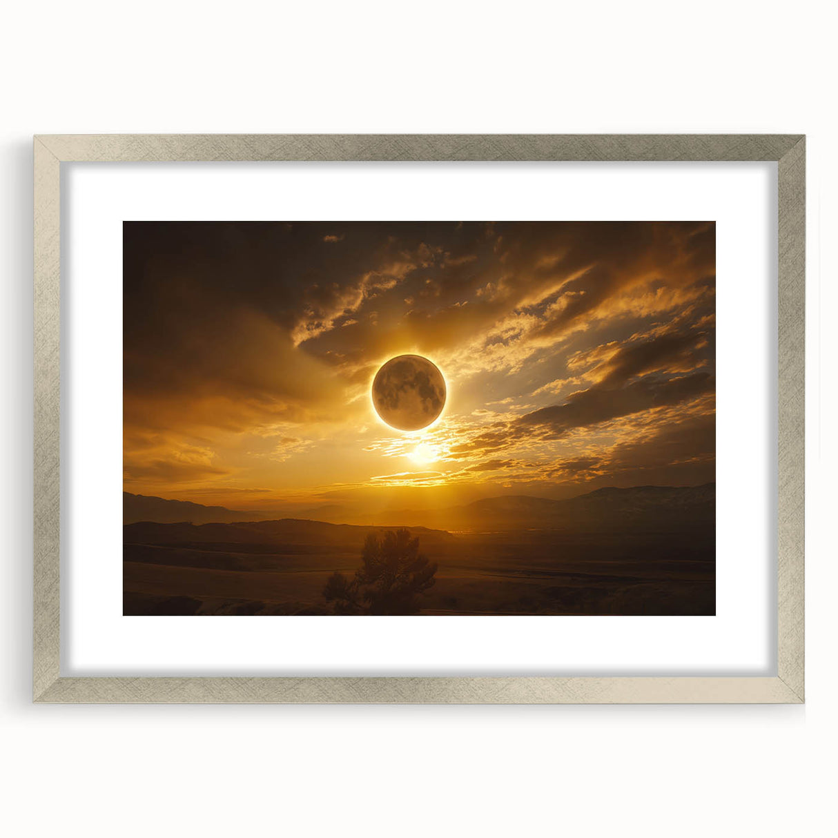 Golden Solar Eclipse Wall Art – Majestic Eclipse Canvas for Home Decor