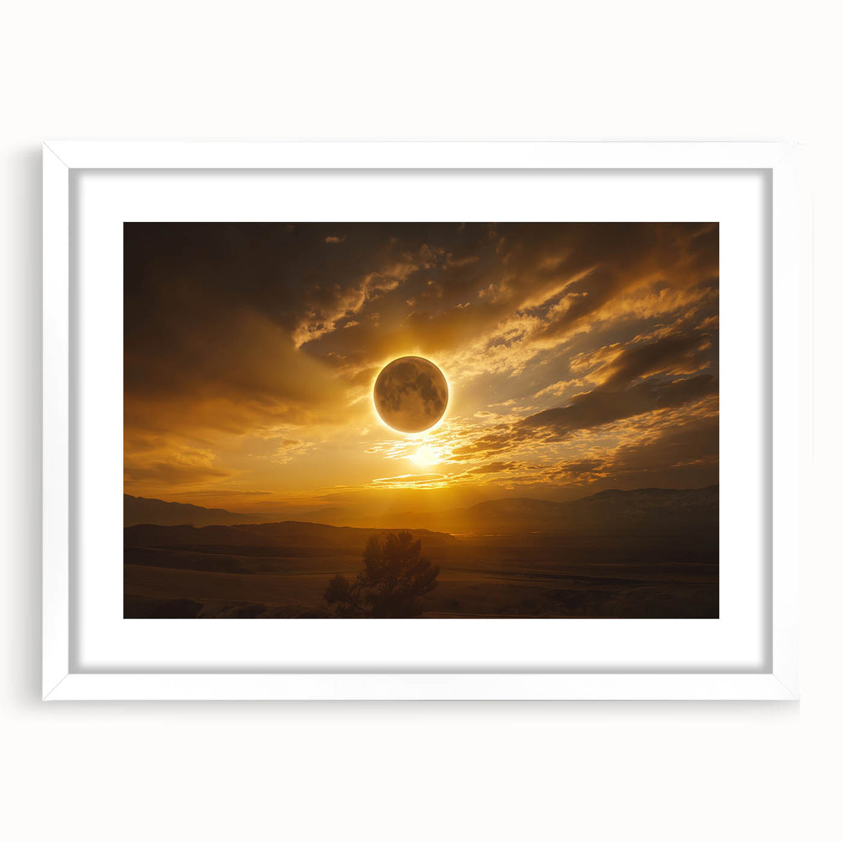 Golden Solar Eclipse Wall Art – Majestic Eclipse Canvas for Home Decor