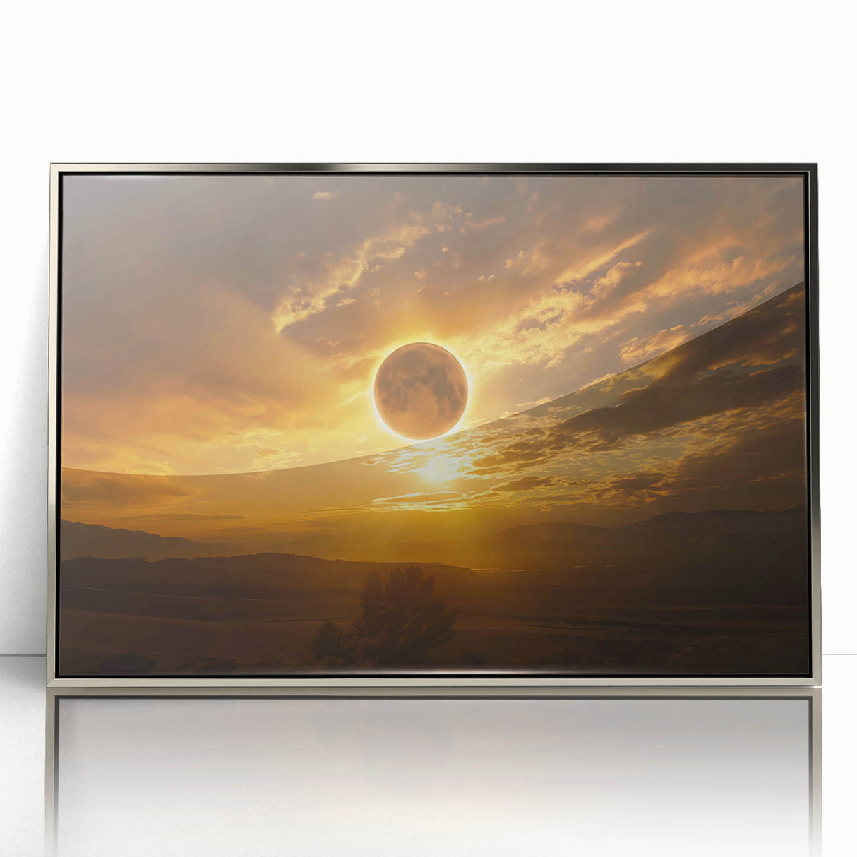 Golden Solar Eclipse Wall Art – Majestic Eclipse Canvas for Home Decor