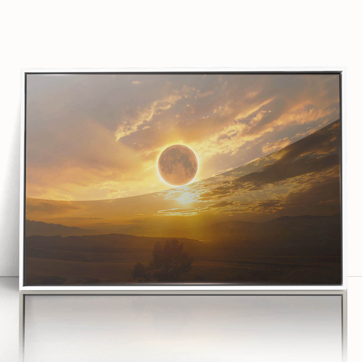 Golden Solar Eclipse Wall Art – Majestic Eclipse Canvas for Home Decor