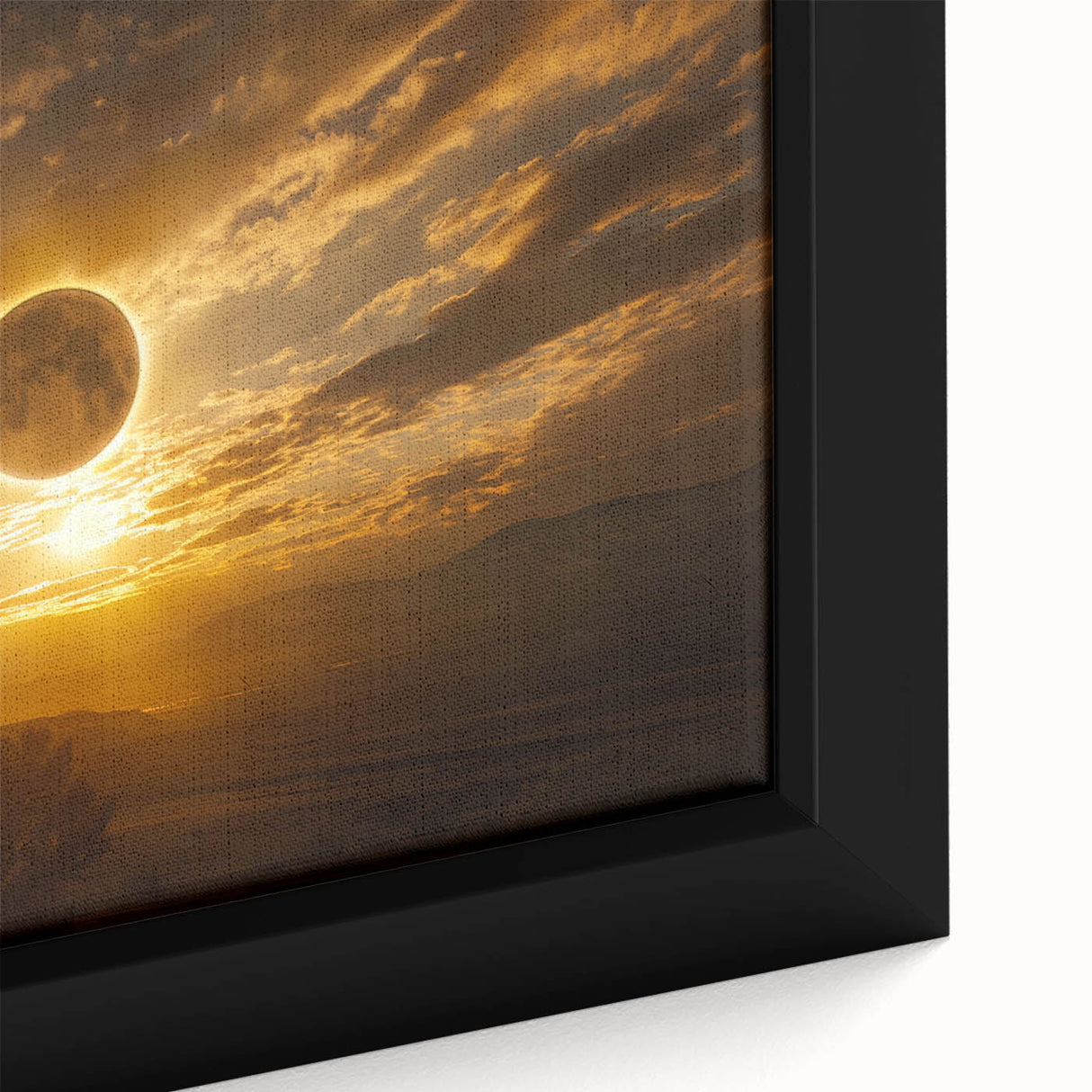 Golden Solar Eclipse Wall Art – Majestic Eclipse Canvas for Home Decor