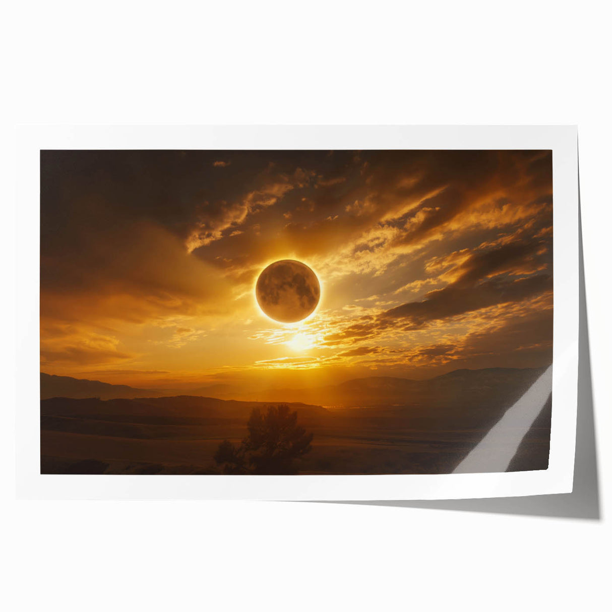 Golden Solar Eclipse Wall Art – Majestic Eclipse Canvas for Home Decor