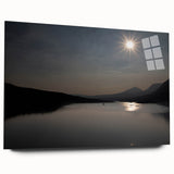 Serene Solar Eclipse Wall Art – Mountain and Lake Eclipse Canvas Print