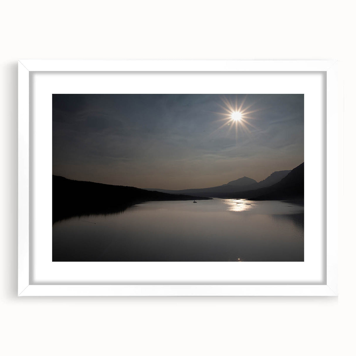Serene Solar Eclipse Wall Art – Mountain and Lake Eclipse Canvas Print
