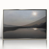 Serene Solar Eclipse Wall Art – Mountain and Lake Eclipse Canvas Print