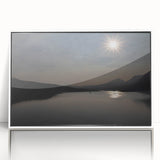 Serene Solar Eclipse Wall Art – Mountain and Lake Eclipse Canvas Print
