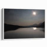 Serene Solar Eclipse Wall Art – Mountain and Lake Eclipse Canvas Print