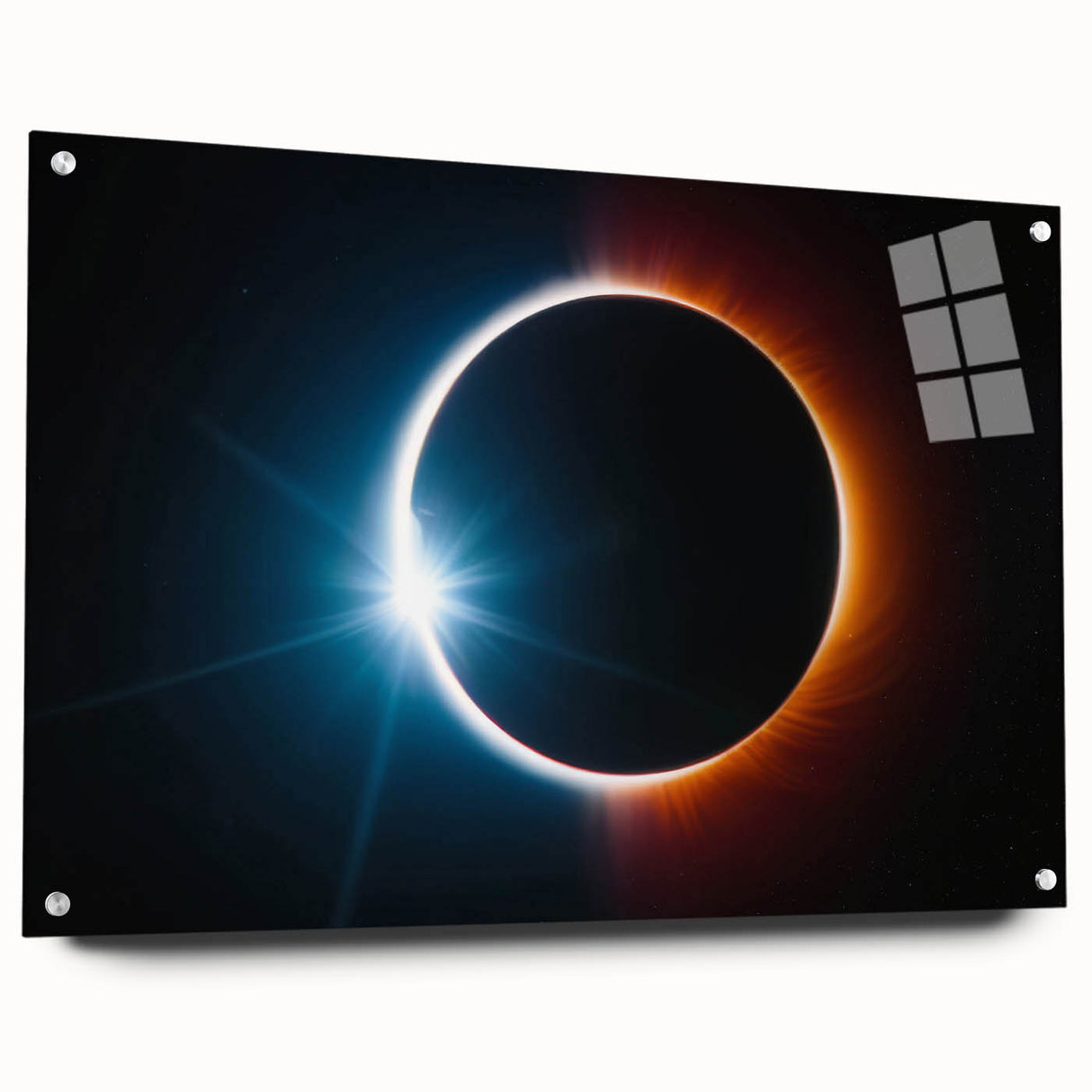 Vibrant Solar Eclipse Wall Art – Dynamic Blue and Orange Eclipse Print