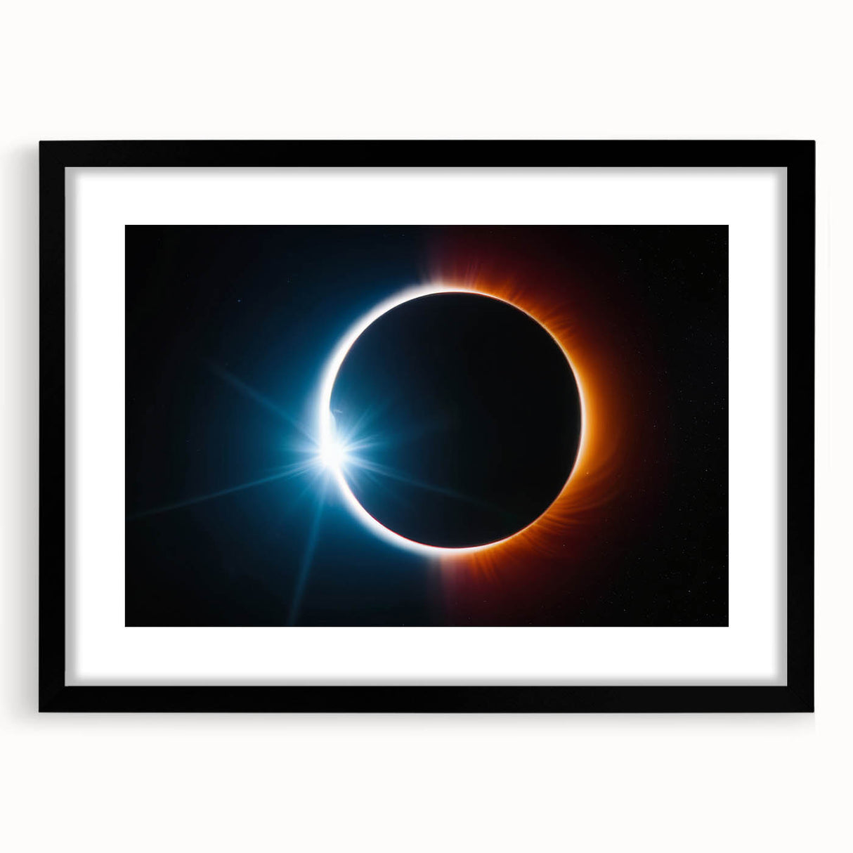 Vibrant Solar Eclipse Wall Art – Dynamic Blue and Orange Eclipse Print