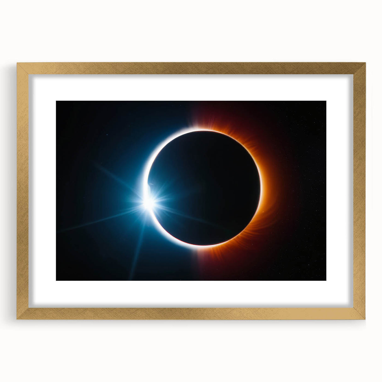 Vibrant Solar Eclipse Wall Art – Dynamic Blue and Orange Eclipse Print