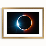 Vibrant Solar Eclipse Wall Art – Dynamic Blue and Orange Eclipse Print