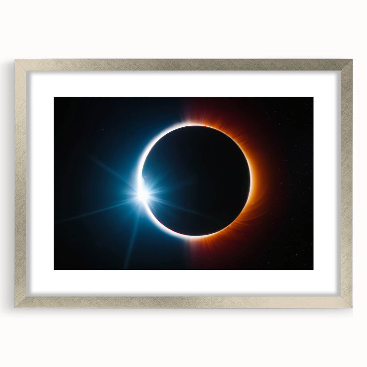 Vibrant Solar Eclipse Wall Art – Dynamic Blue and Orange Eclipse Print
