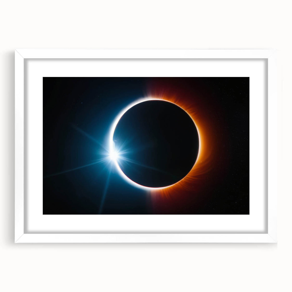 Vibrant Solar Eclipse Wall Art – Dynamic Blue and Orange Eclipse Print