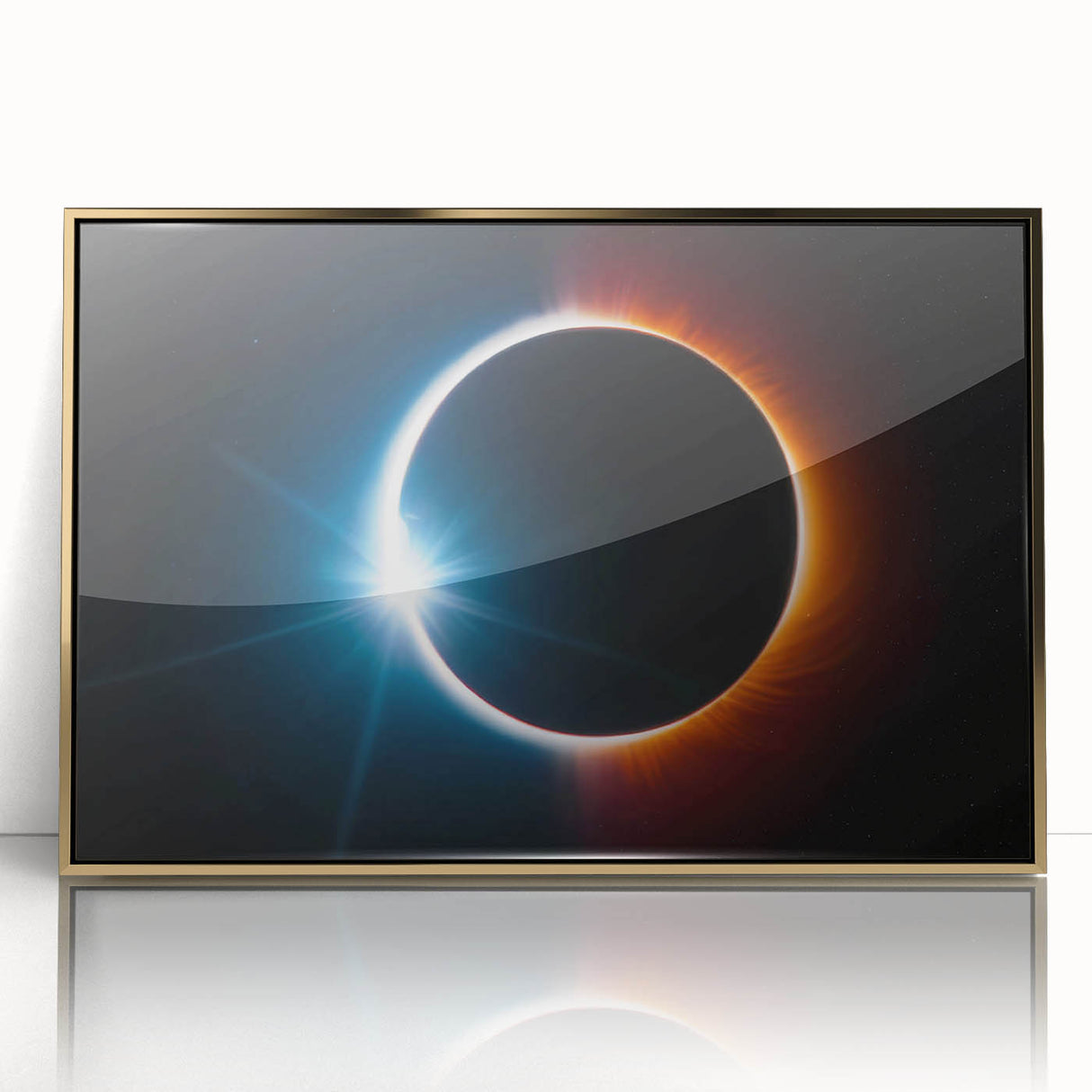 Vibrant Solar Eclipse Wall Art – Dynamic Blue and Orange Eclipse Print