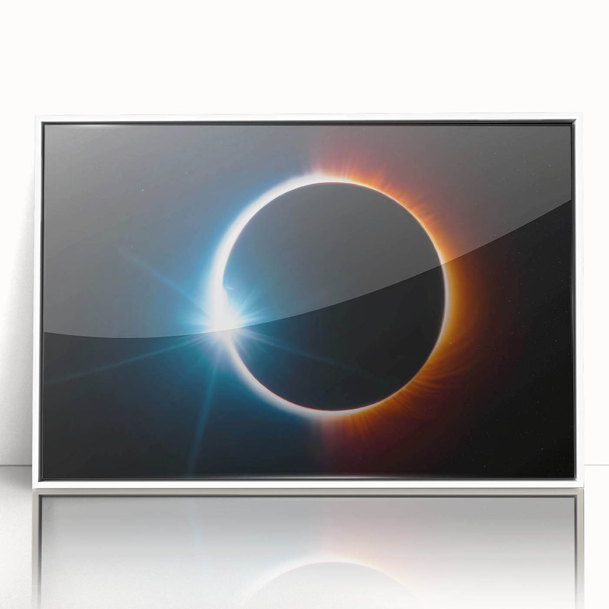 Vibrant Solar Eclipse Wall Art – Dynamic Blue and Orange Eclipse Print