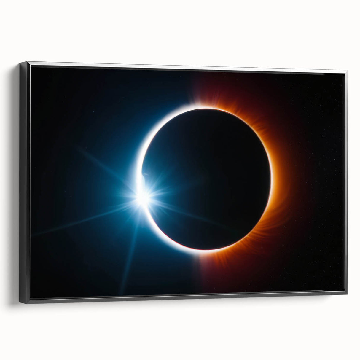 Vibrant Solar Eclipse Wall Art – Dynamic Blue and Orange Eclipse Print