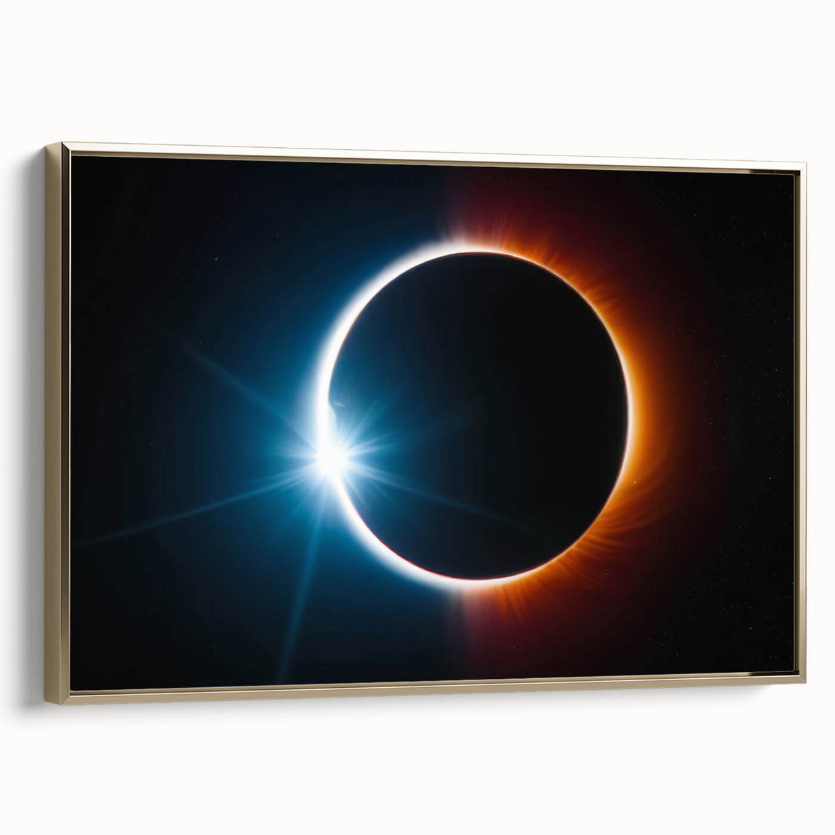 Vibrant Solar Eclipse Wall Art – Dynamic Blue and Orange Eclipse Print