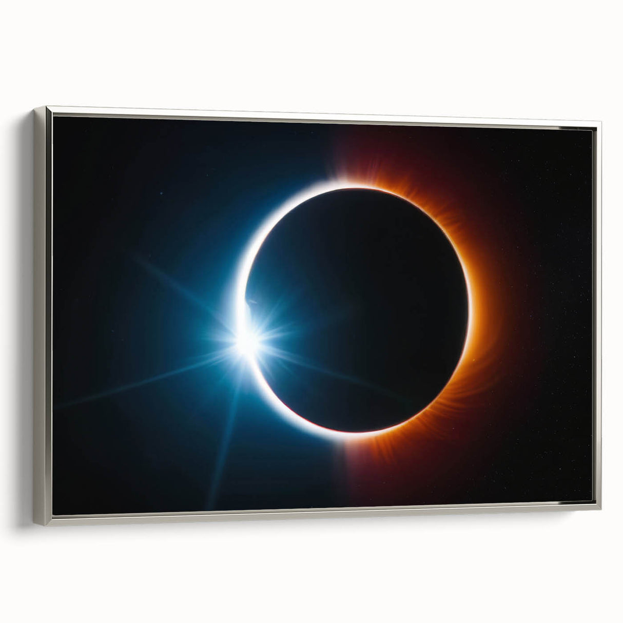 Vibrant Solar Eclipse Wall Art – Dynamic Blue and Orange Eclipse Print