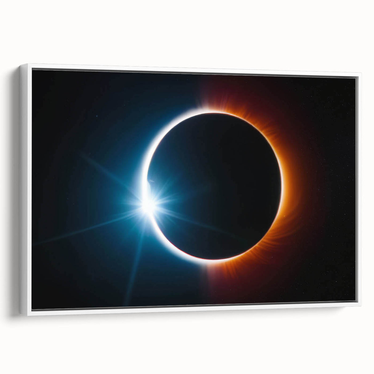 Vibrant Solar Eclipse Wall Art – Dynamic Blue and Orange Eclipse Print