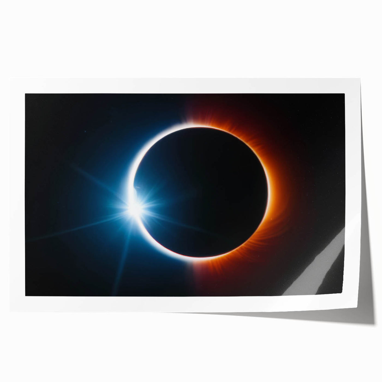 Vibrant Solar Eclipse Wall Art – Dynamic Blue and Orange Eclipse Print