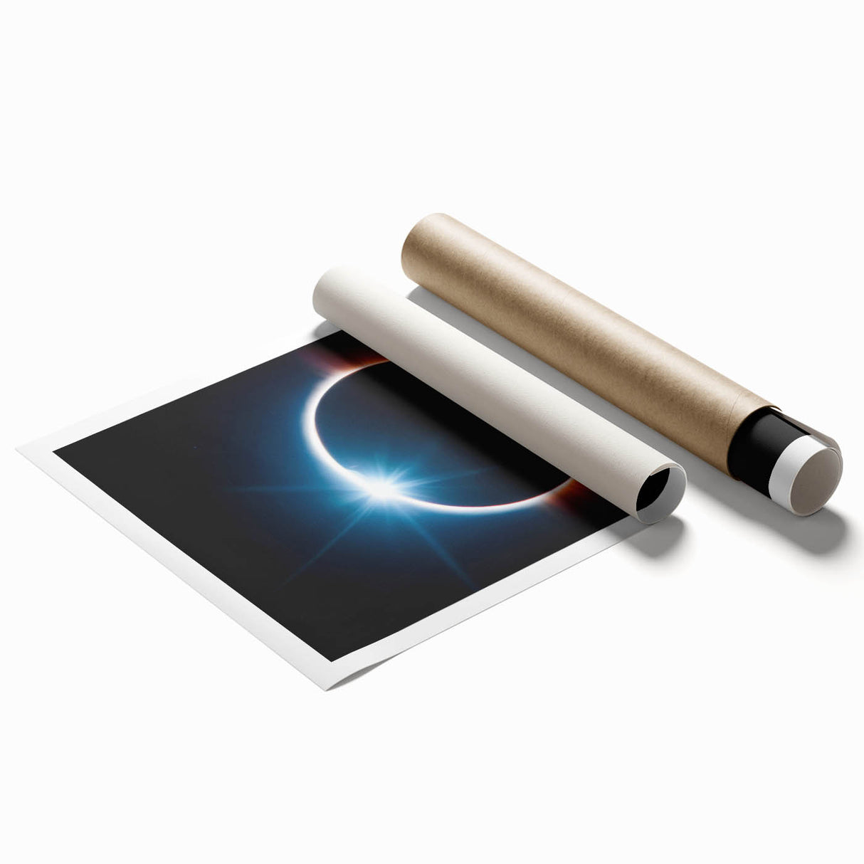 Vibrant Solar Eclipse Wall Art – Dynamic Blue and Orange Eclipse Print