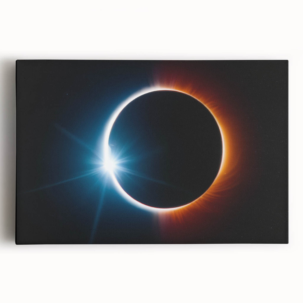 Vibrant Solar Eclipse Wall Art – Dynamic Blue and Orange Eclipse Print