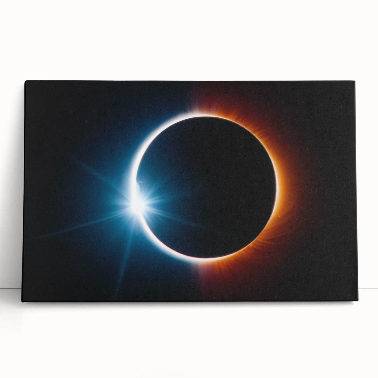 Vibrant Solar Eclipse Wall Art – Dynamic Blue and Orange Eclipse Print