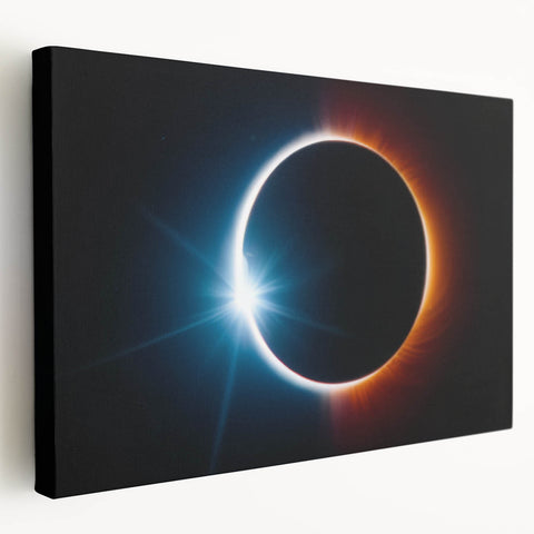 Vibrant Solar Eclipse Wall Art – Dynamic Blue and Orange Eclipse Print