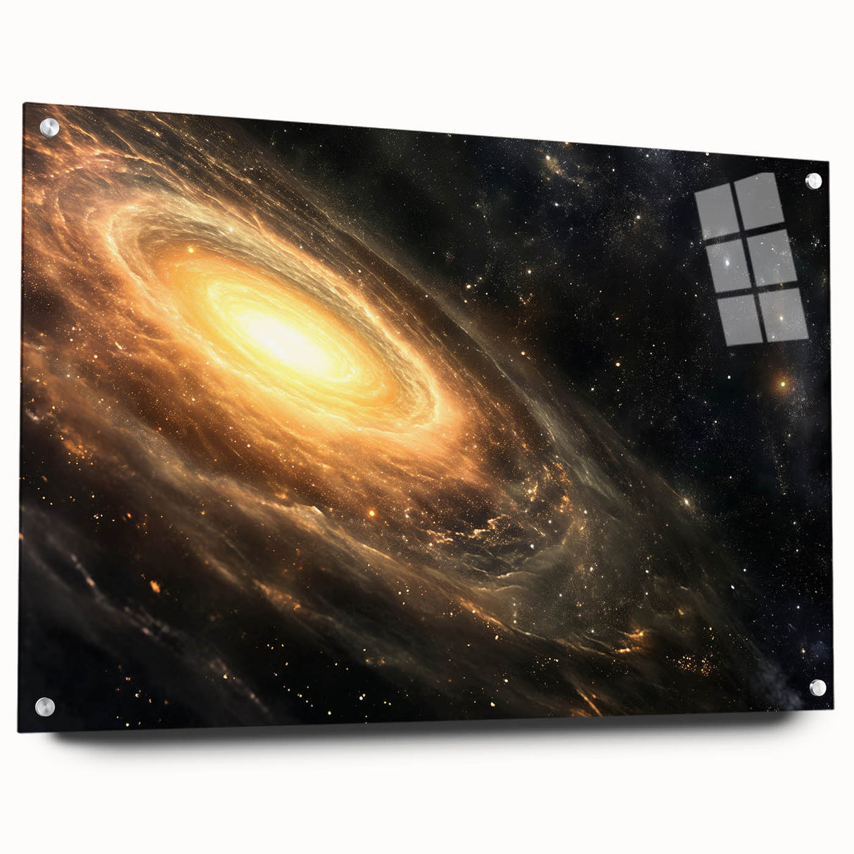 Golden Galaxy Wall Art: Cosmic Spiral Milky Way & Astronomy Canvas Prints