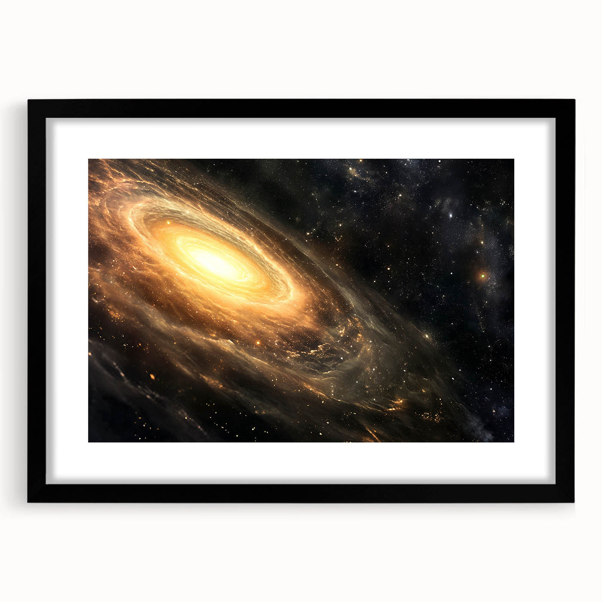 Golden Galaxy Wall Art: Cosmic Spiral Milky Way & Astronomy Canvas Prints