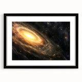 Golden Galaxy Wall Art: Cosmic Spiral Milky Way & Astronomy Canvas Prints