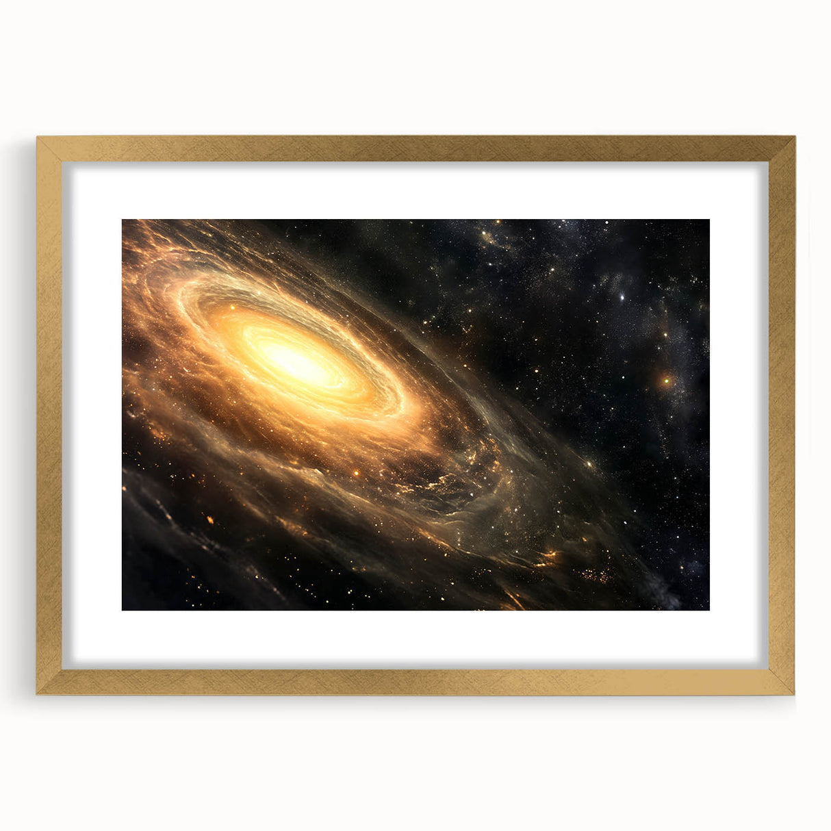 Golden Galaxy Wall Art: Cosmic Spiral Milky Way & Astronomy Canvas Prints