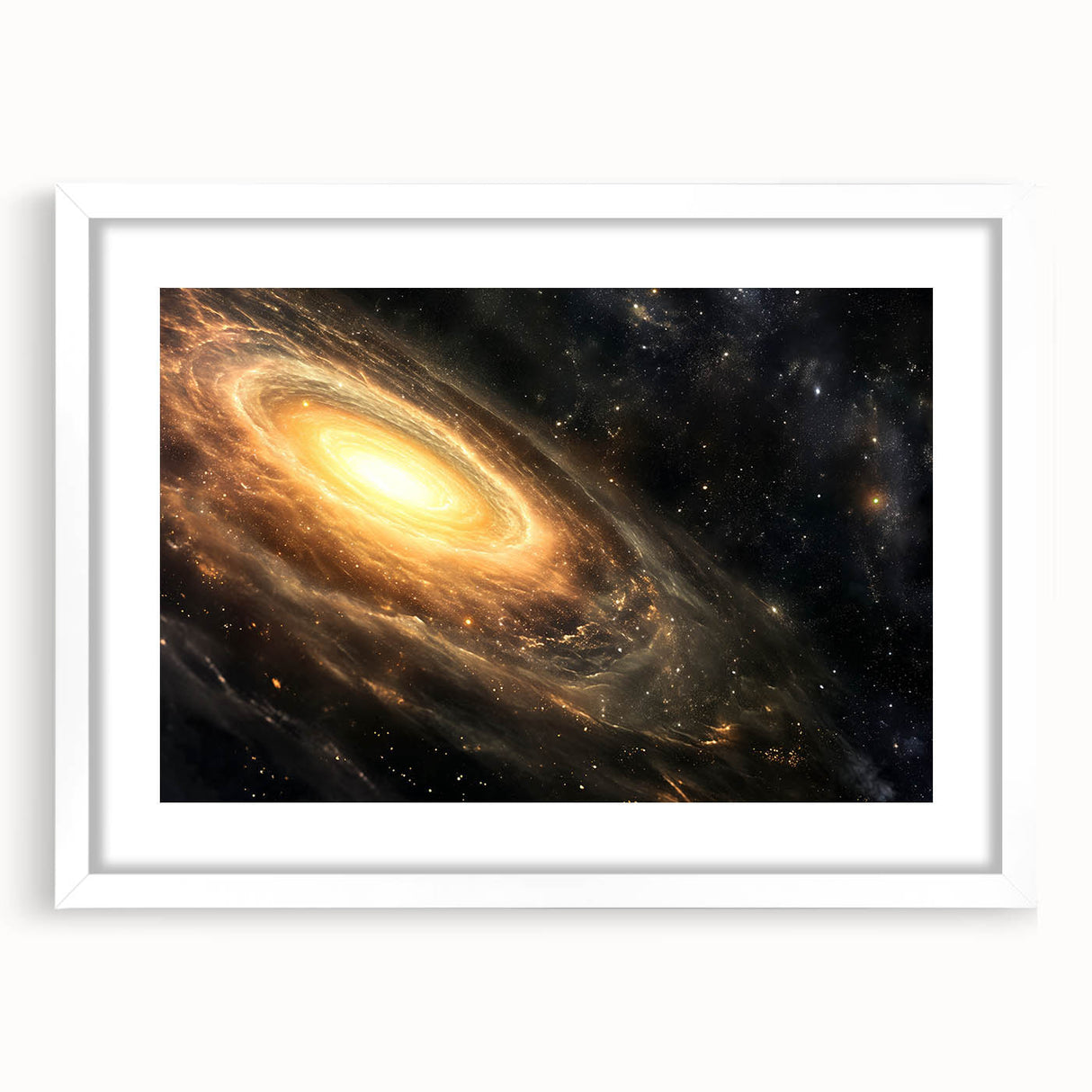 Golden Galaxy Wall Art: Cosmic Spiral Milky Way & Astronomy Canvas Prints