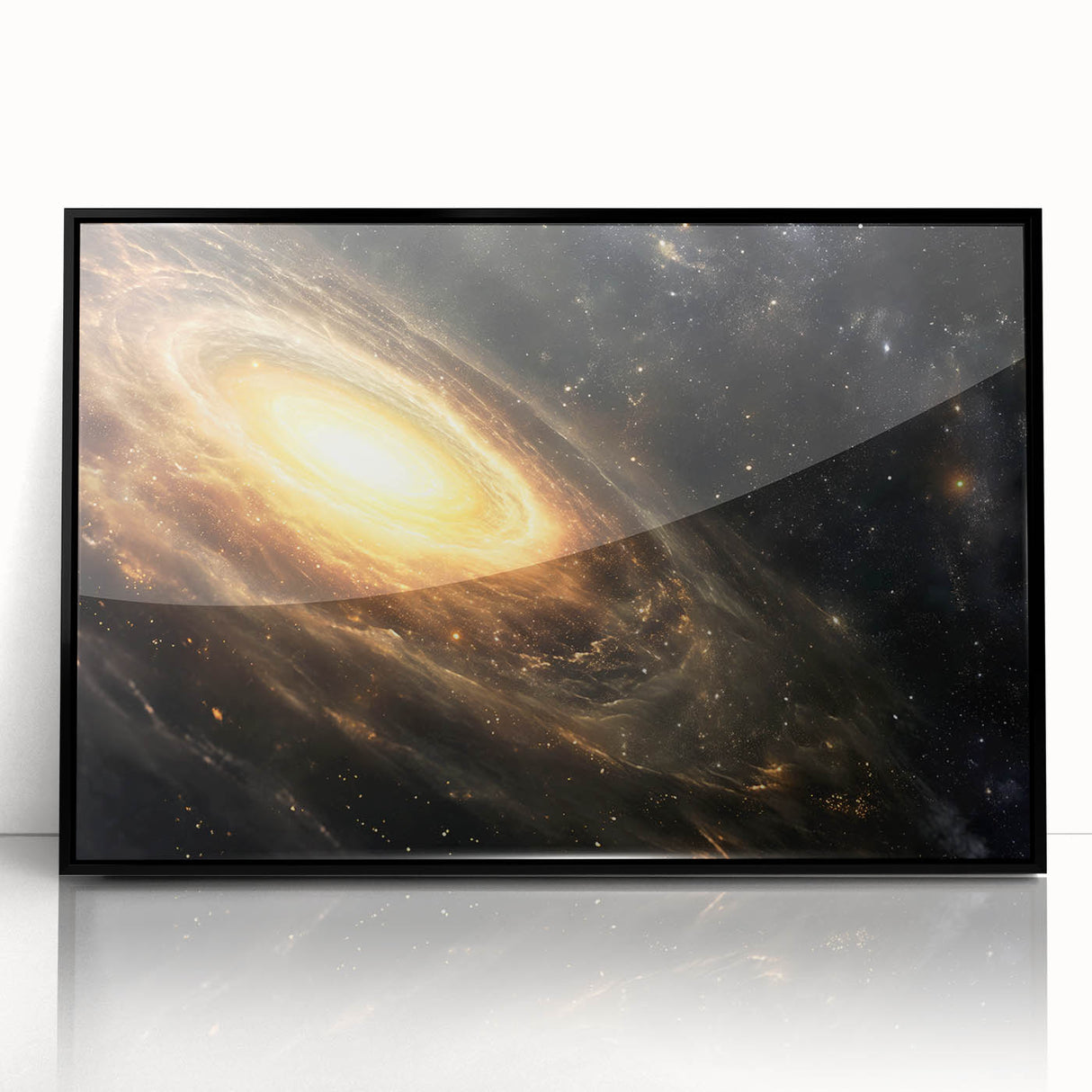 Golden Galaxy Wall Art: Cosmic Spiral Milky Way & Astronomy Canvas Prints