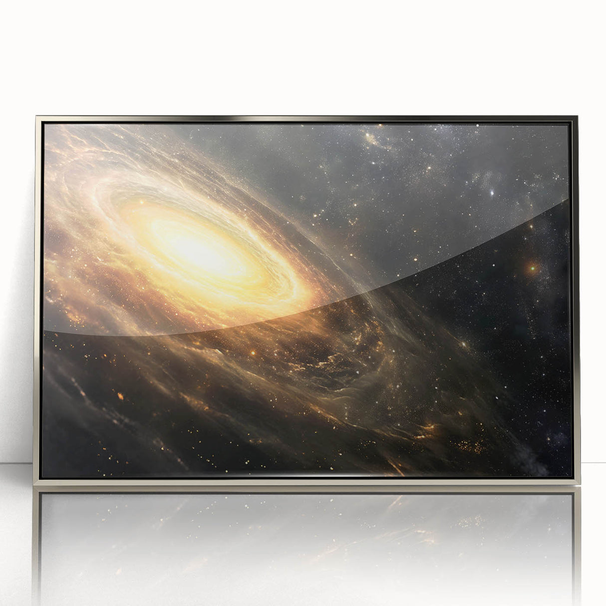 Golden Galaxy Wall Art: Cosmic Spiral Milky Way & Astronomy Canvas Prints