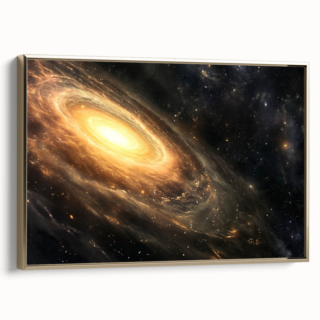 Golden Galaxy Wall Art: Cosmic Spiral Milky Way & Astronomy Canvas Prints