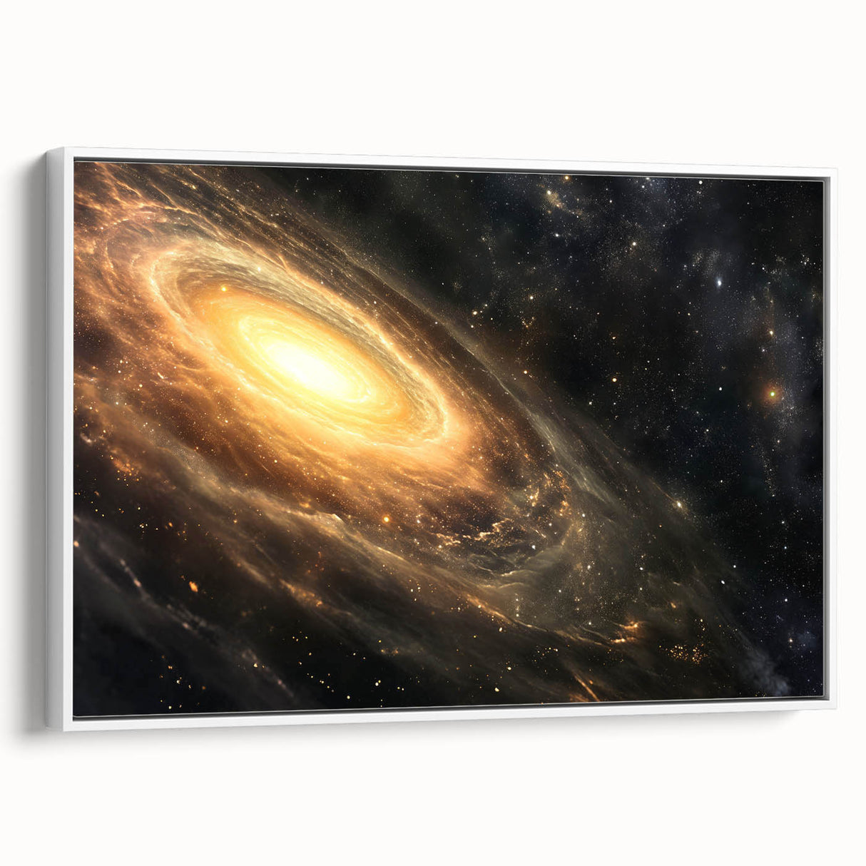 Golden Galaxy Wall Art: Cosmic Spiral Milky Way & Astronomy Canvas Prints