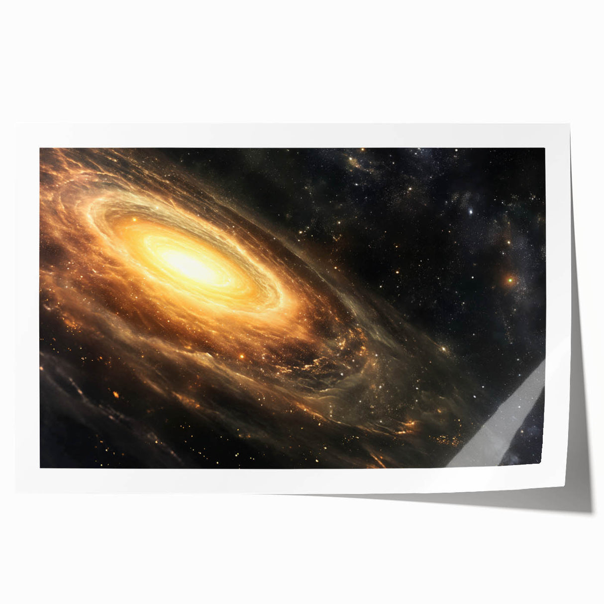 Golden Galaxy Wall Art: Cosmic Spiral Milky Way & Astronomy Canvas Prints
