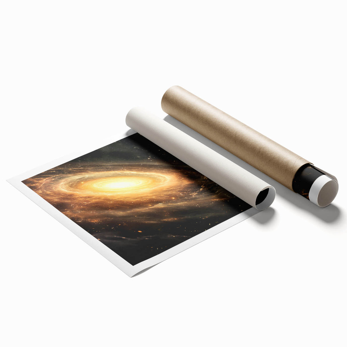 Golden Galaxy Wall Art: Cosmic Spiral Milky Way & Astronomy Canvas Prints