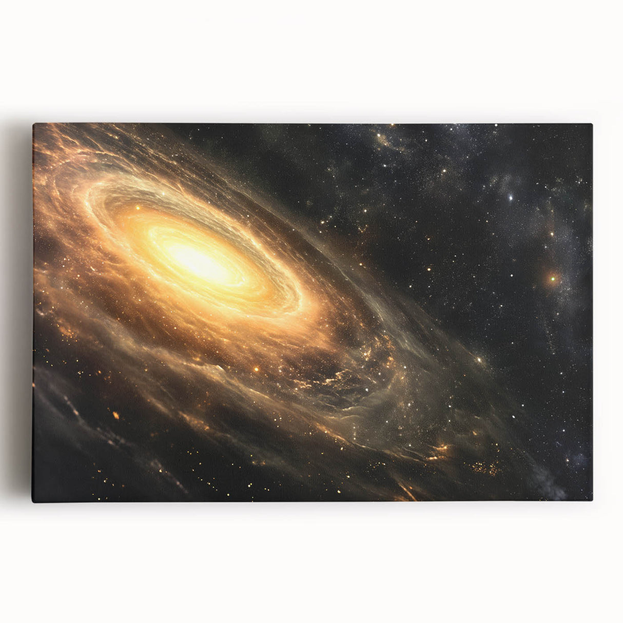Golden Galaxy Wall Art: Cosmic Spiral Milky Way & Astronomy Canvas Prints