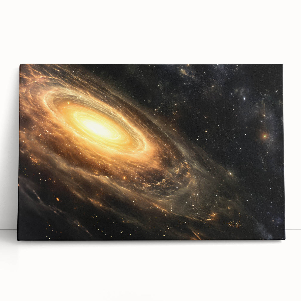 Golden Galaxy Wall Art: Cosmic Spiral Milky Way & Astronomy Canvas Prints