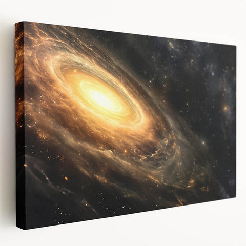 Golden Galaxy Wall Art: Cosmic Spiral Milky Way & Astronomy Canvas Prints