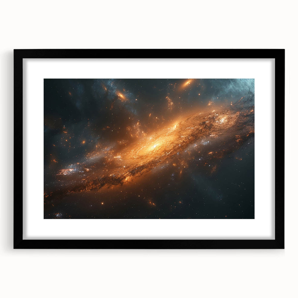 Golden Galaxy Wall Art: Cosmic Spiral Nebula & Astronomy Canvas Prints