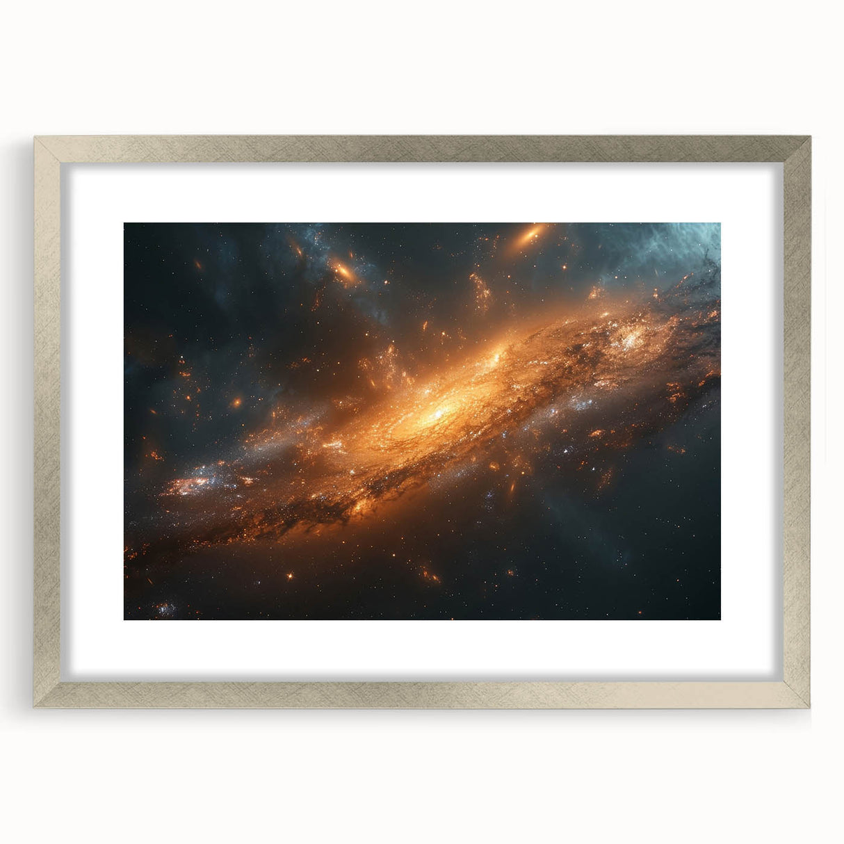 Golden Galaxy Wall Art: Cosmic Spiral Nebula & Astronomy Canvas Prints