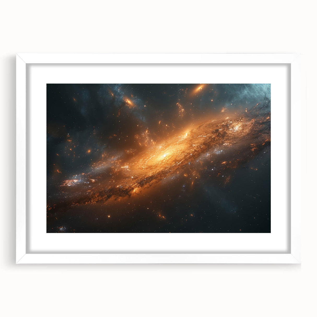 Golden Galaxy Wall Art: Cosmic Spiral Nebula & Astronomy Canvas Prints