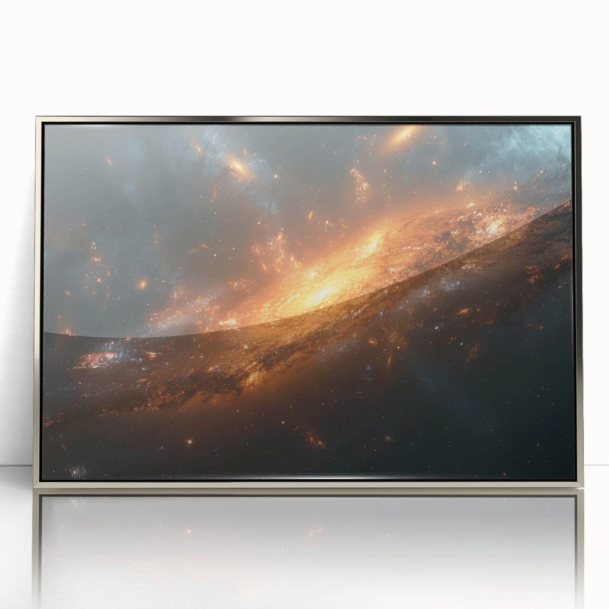 Golden Galaxy Wall Art: Cosmic Spiral Nebula & Astronomy Canvas Prints